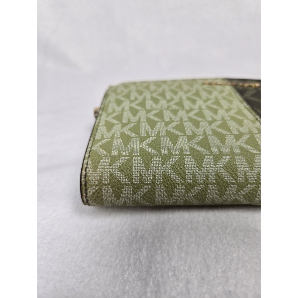 Michael Kors Green Logo Wristlet Wallet with Credit Card Slots and ID Window - Picture 5 of 5